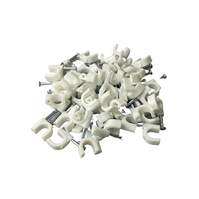 500 x 10mm Round White Cable Clips