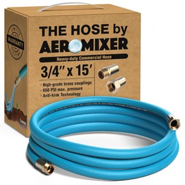 AEROMIXER THE HOSE - 15 FT Garden Hose 3/4 Inch, 650 PSI 15' Hose Short Length - Commercial Small Water Hose 15 Ft - Commercial Grade 15 FT Garden Hose Heavy Duty, Small Garden Hose 15 FT - (1 Hose)