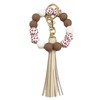 Phamines Wristlet Keychain Women,Cow Wood Beads Silicone Beaded Keyring Bracelet,Elastic