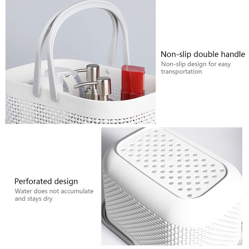 UUJOLY Portable Shower Caddy Basket Tote, Plastic Storage Basket with