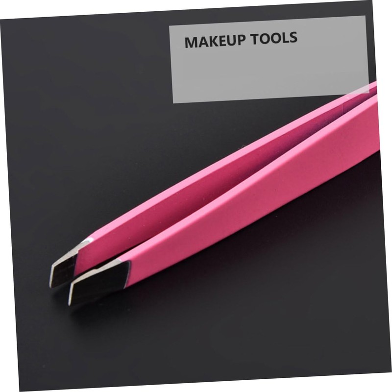 FOMIYES 4pcs Eyebrow Tweezers Stainless Steel Diagonal Tweezers Comb for