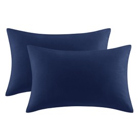 Aisbo Dark Midnight Blue Pillow Cases 2 Pack - Dark Blue Standard Plain Pillowcases Set of 2, Soft Pair of Microfiber Pillow Cover with Envelope Closure 50x75 cm