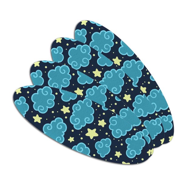 Nighttime Sky with Clouds and Stars Pattern Double-Sided Oval Nail