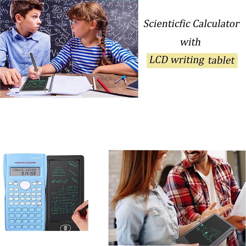 KK-82MS-D Portable Scientific Calculator with 4.4 Inch LCD Erasable Writing