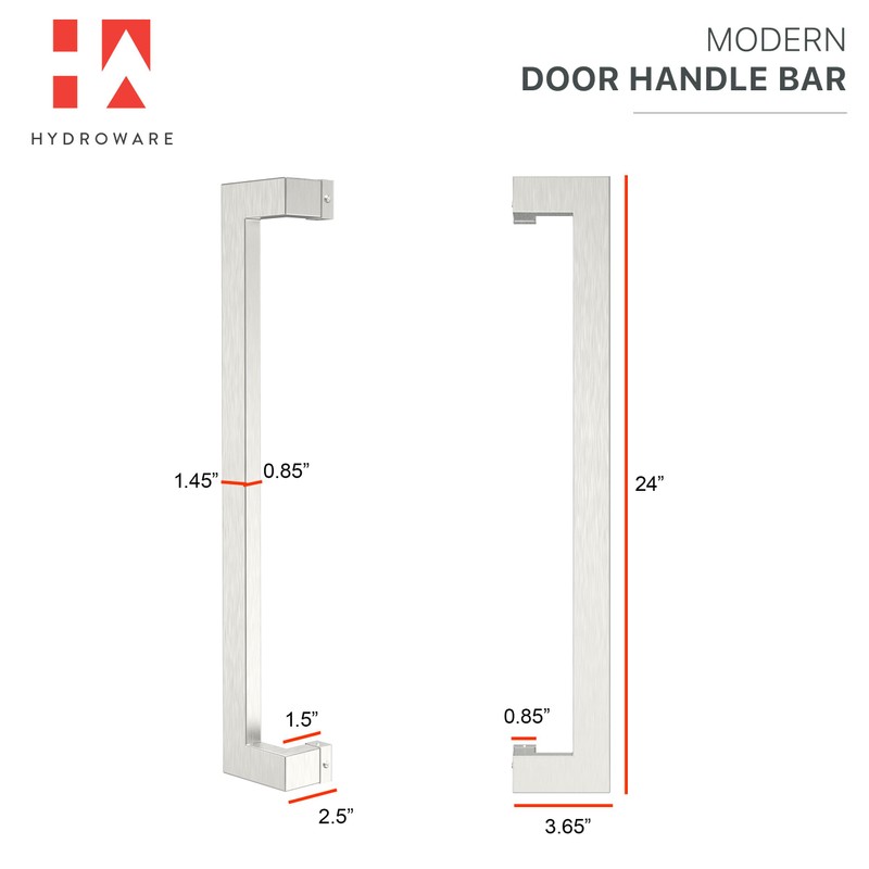 HYDROWARE Modern Contemporary Long Stainless Steel Push Pull Door Handle