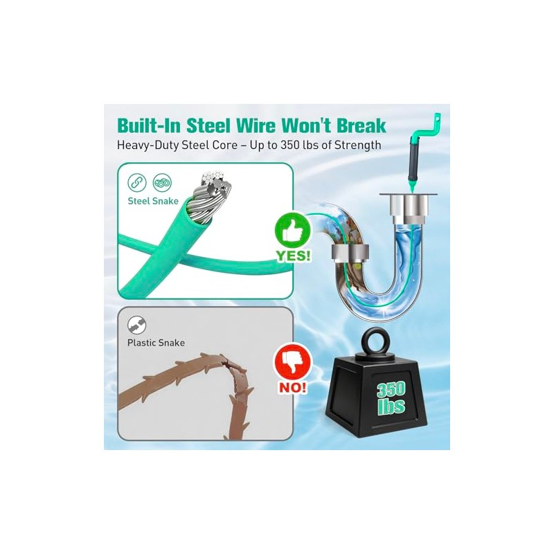 30-Inch Hair Clog Remover Tool - Plumbing Snake Auger