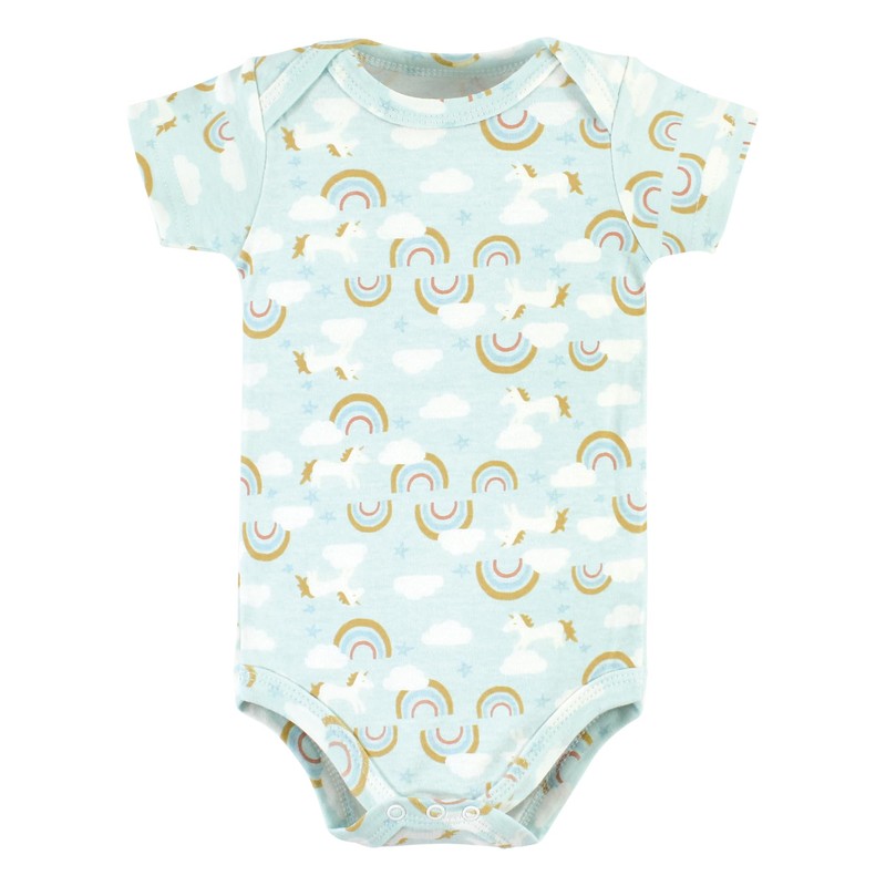 Hudson Baby Unisex Baby Cotton Bodysuits, Magical Rainbow 3-Pack, 0-3