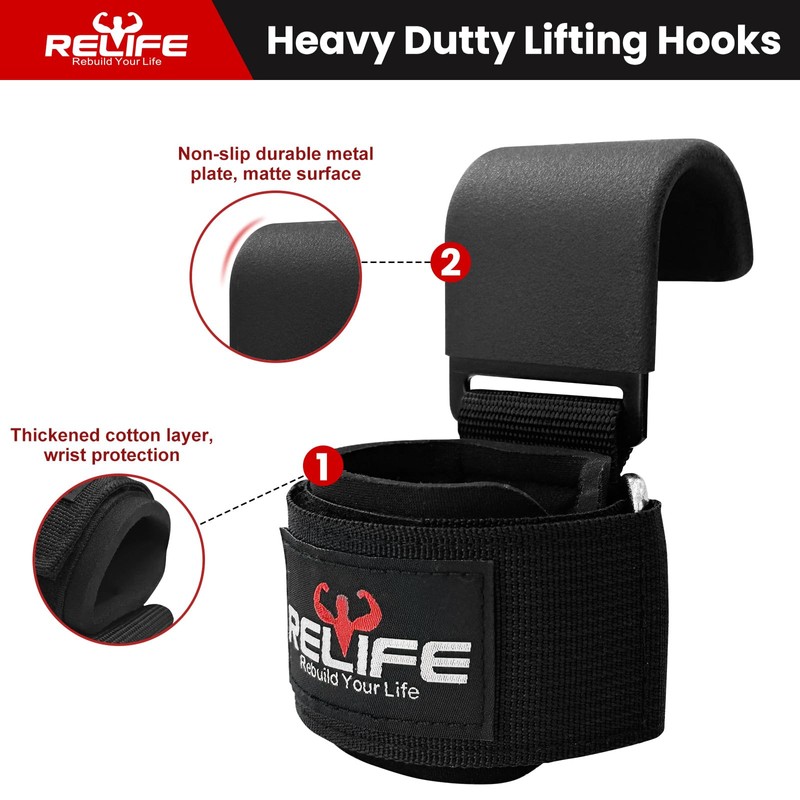 RELIFE REBUILD YOUR LIFE Lifting Hooks for Men and Women(Pair),