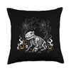 Spooky Capybara Skeleton Bones with Pumpkins and Webs Throw Pillow