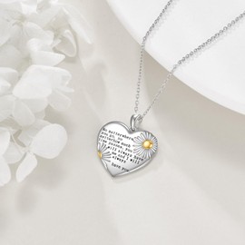 POPLYKE Daisy Necklace for Women Sterling Silver Heart Necklace Daisy Jewellery Gift for Girls, Sterling Silver, No Gemstone