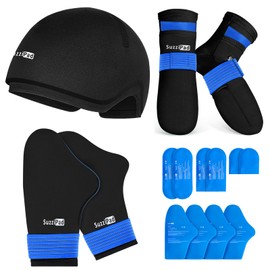 SuzziPad Ice Pack Stress Relief Cap & Cooling Socks & Cold Gloves for Chemotherapy, Comfort Items for Chemo Patients, Smoothe discomfort for feet, Head and Hand, L
