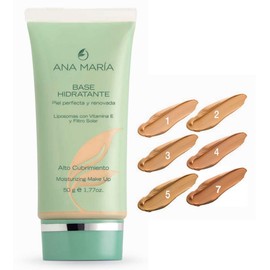Ana Maria Cosmeticos Colombia Base Hidratante Liposomas Vitamina E Piel Perfecta y Renovada Alto Cubrimiento | Moisturizing Foundation Make Up High Coverage 1.77oz-50ml (Sandalo | Sandalwood #5#)