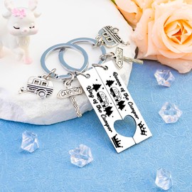Yoxiumi Camping Gifts for Her Him Camper Gifts for Women Men Camper Keychain for Couples RV Keychain Gift for Campers Gift for RV Owners Cool Trailers Campers Accessories Decor Camping Must Haves
