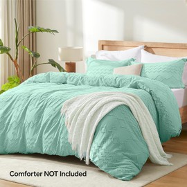 ChiXpace Boho Duvet Cover Cal King - Textured Bedding Set for All Seasons, Tufted Waffle Duvet Cover with Zipper Closure, 3 Pcs, 1 Duvet Cover & 2 Pillowcases(Mint Green)
