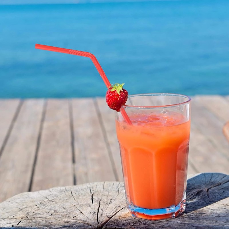 Bendy Disposable Plastic Drinking Straws 12.8" Long for 40oz Tumbler