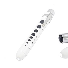 OdontoMed2011 Medical Pen Lights for Nurses Doctors, Reusable LED Medical Penlight Flashlight with Pupil Gauge, White Light, White Color Penlight