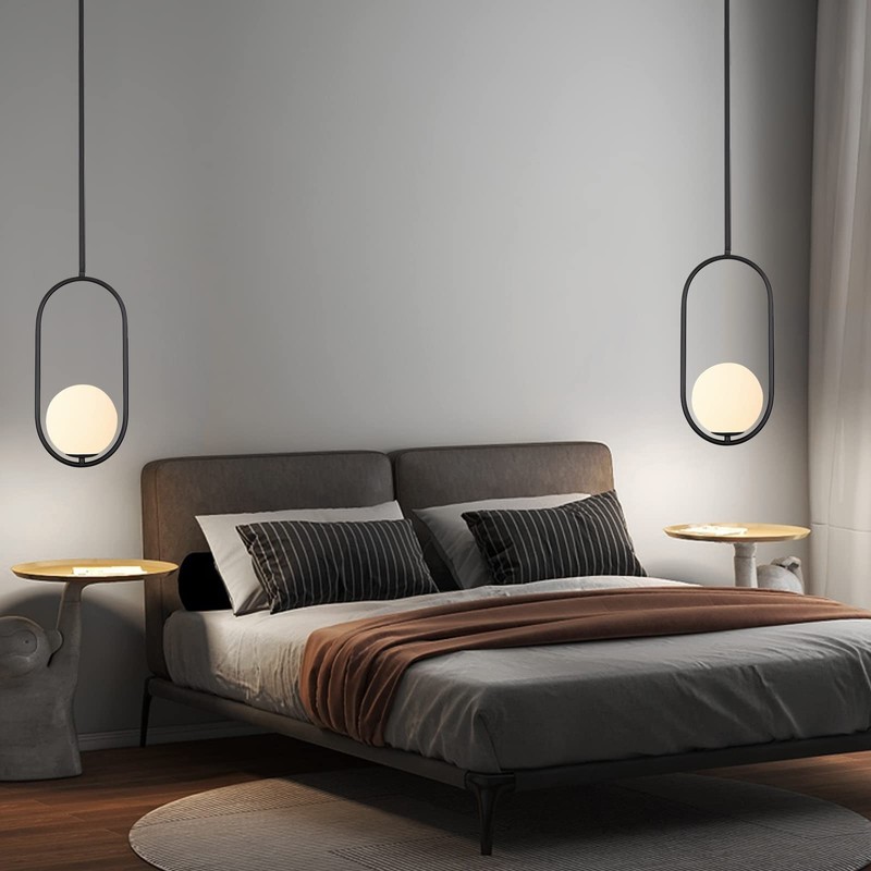 SeeU Modern Pendant Lighting One Light Chandelier Globe Black Pendant