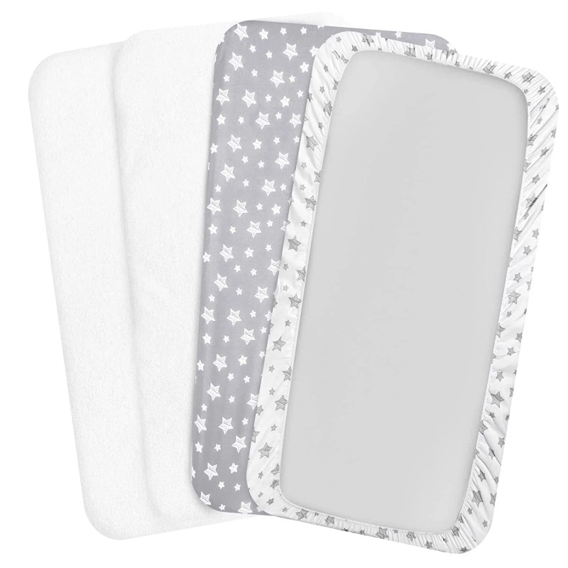 Moonsea Crib Sheets&Waterpr - Gray&White