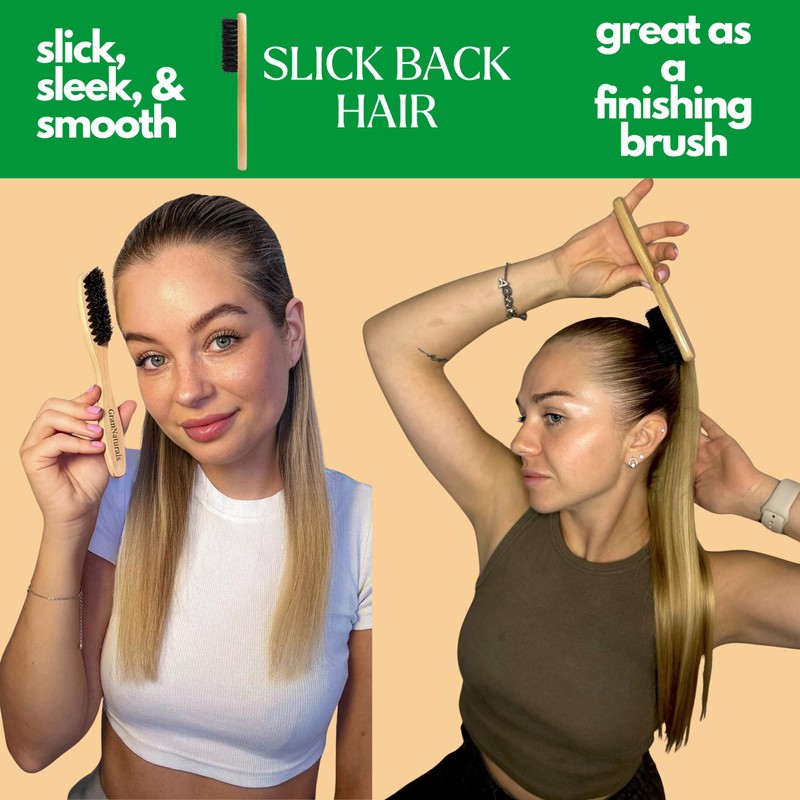 GranNaturals™ Teasing Boar Bristle Brush for Slicking Back Hair, Smoothing
