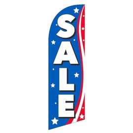 FFN 6ft Sale (blue) Advertising Feather Banner Swooper Flag Sign for outdoors, Replacement Flag Only (patriotic theme)