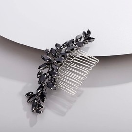 Chargances Bridal Crystal Hair Comb Black Wedding Rhinestone Hair Side Comb Fashion Handmade Hair Accessories for Bride Wedding Prom Flower Girl Headpieces (Black)