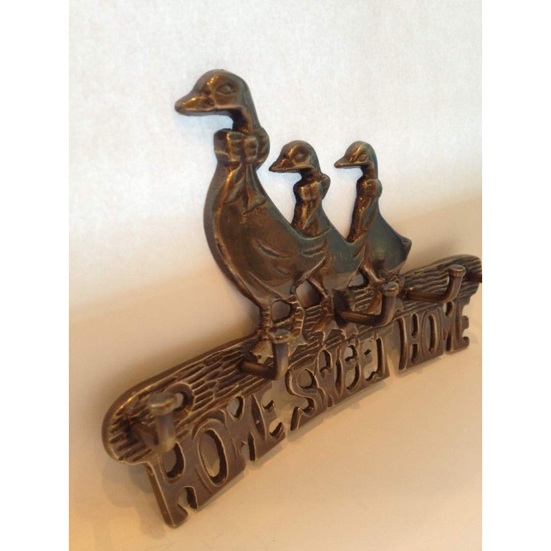 Antique Bronze Effect Brass Duck Family " Home Sweet Home