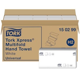 Tork Xpress multi fold hand towels, universal, white, for Tork H2 multi fold system, hand towels, 1 ply, 20 x 250 sheets., White