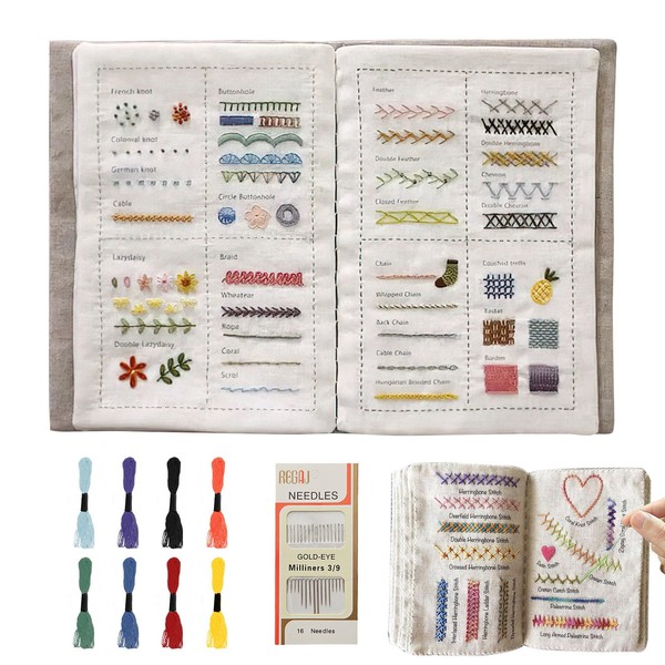 Embroidery Books Kit for Beginners, DIY Stitch Book Embroider, Needle