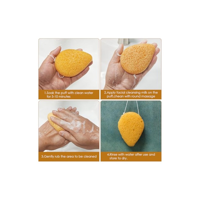 SourceTon Esponja Facial Natural De Konjac (Paquete De 4) |