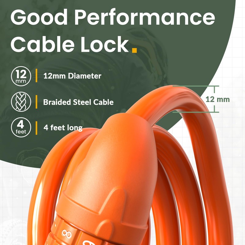 Titanker Bike Lock, Bicycle Lock 4 Feet Cable Lock 1/2