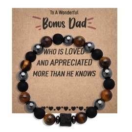 Father's Day Gifts for Bonus Dad Bracelet Men Step Dad Birthday Gift Ideas Dads Father in Law Gifts for Wedding Day Appreciation Present Stepdad Stepfather Thank You Adoption Gift Ideas
