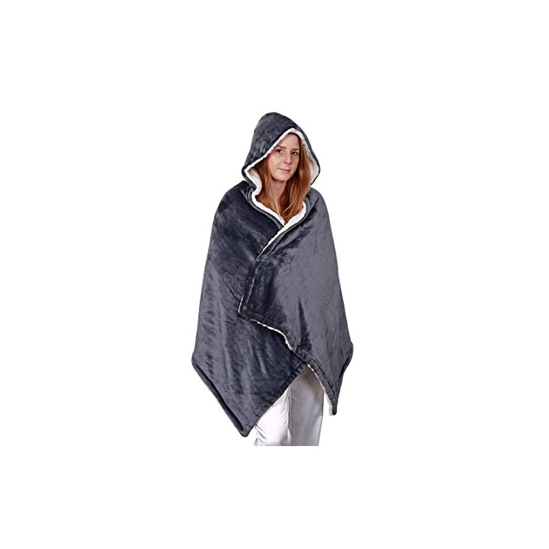 aztex Hooded Sherpa Blanket, Blanket with Hood, Wearable Blanket 90cm