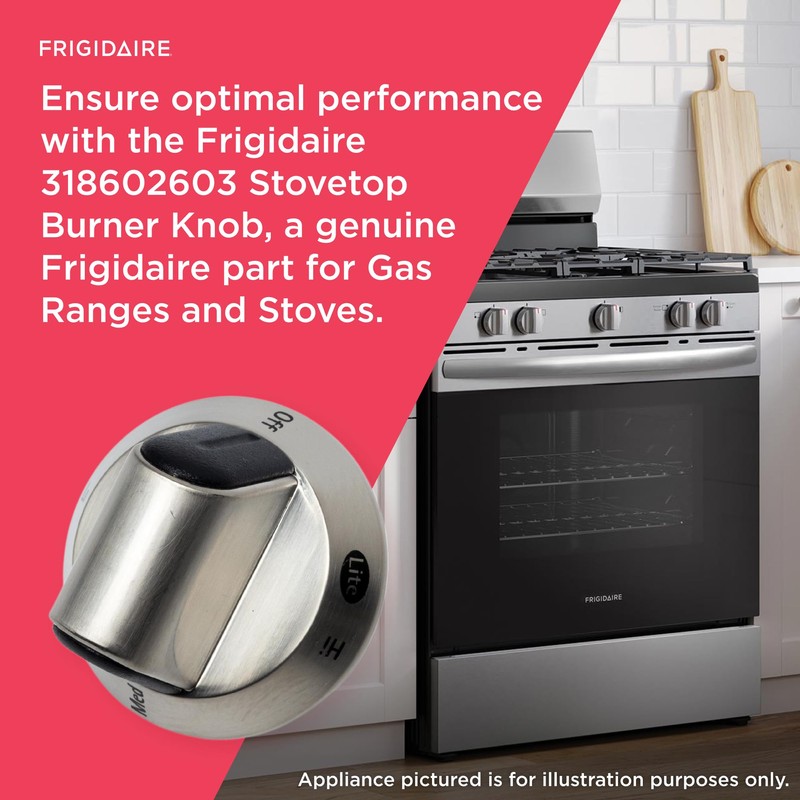 Frigidaire 318602603 Stovetop Burner Knob for Gas Ranges and Stoves