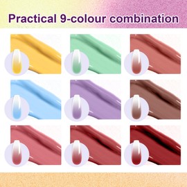 U-Shinein Gradient Painting Gel, 9 Colors Ombre Gel Nail Polish for Ombre Nails Aura Nails, French Manicure DIY Nail Art,Palette A