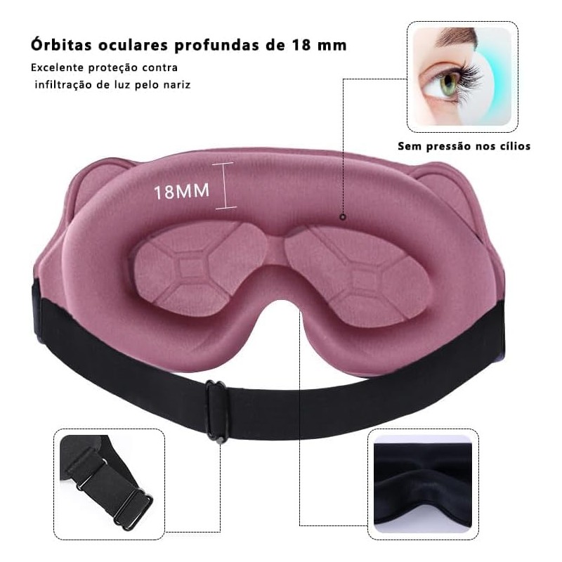 Antifaz para Dormir 3D con Tapones para Los Oídos, Correas