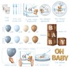 Bear Baby Shower Decorations,260pcs All-in-1 Blue Bear Party Decorations Plates