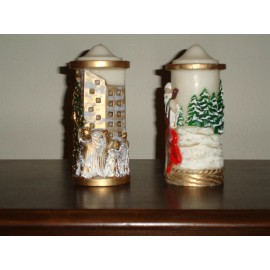 Unbranded Large Painted Christmas Holiday Candles One (1) of Santa and One of the Choir