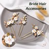 Ushiny Flowers Bridal Wedding Hair Pins Beads Hair Clip Stylists