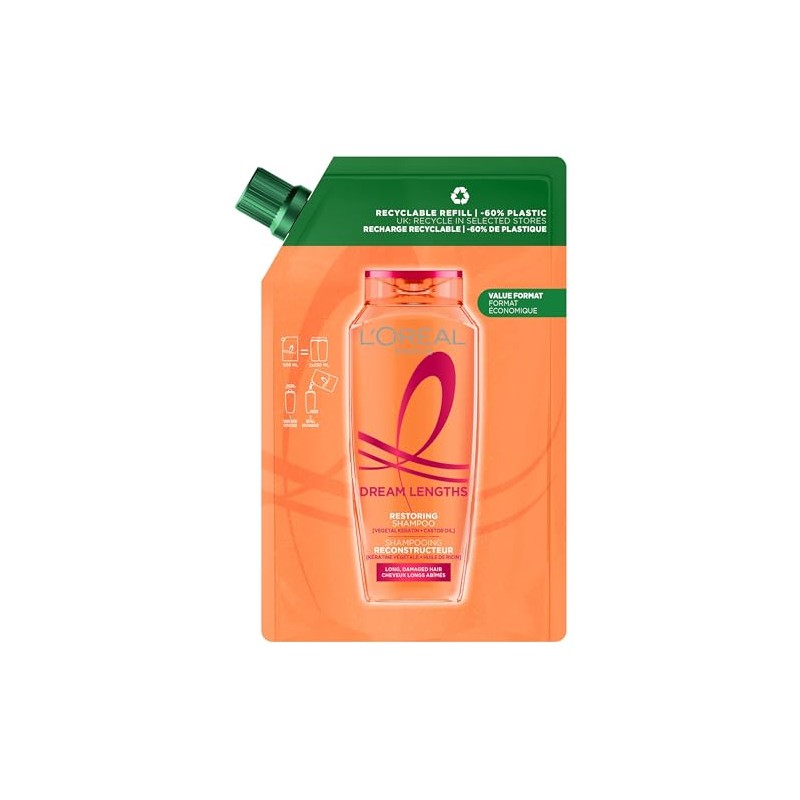 L'Oréal Paris Elvive Dream Lengths Restoring Shampoo Refill pouch 500ml