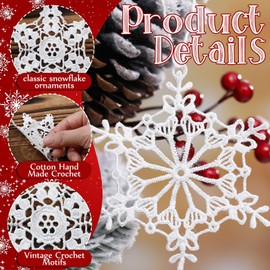 48 Pcs Snowflake Ornaments White Christmas Ornaments Crochet Snowflake Decorations White Christmas Hanging Ornaments for Christmas Tree Fireplaces Winter Home Wall Holiday Party Gift 12 Styles