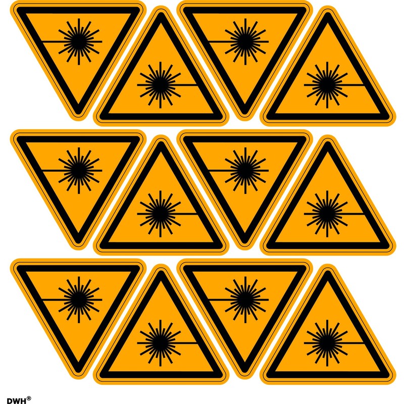 Laser Beam Warning Sticker ASR/ISO W004 SL50 mm Pack of