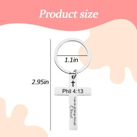 Bible Verse Keychain Gifts for Boys Men Son Friend Religious Christian Gifts for Women Girls Cross Christian Keychain for Granddaughter Grandson Gifts I Can Do All Things Through Christ Keychain