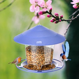 Hanizi Hanging Bird Feeder Squirrel Proof for Outdoor Wild Bird Seed, Purple