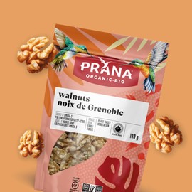 Prana Organic Raw Walnuts - Non-GMO Nuts, Vegan Snack & Ingredient, 180g