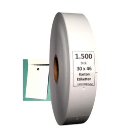 BT-Label 1500 Cardboard Labels 30 x 46 mm on Roll Blank Continuous Labels with Hole Price Labels for Labelling Equipment Clothing Labels Tags Hang Tags