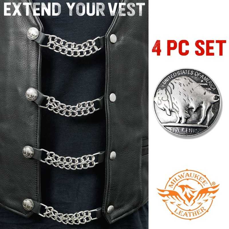 Milwaukee Leather 5 Cent Buffalo Medallion Vest Extender - Double