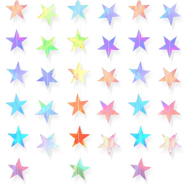 Andibro 5 Pack Glitter Star Garland Banner Decor, Star Hanging