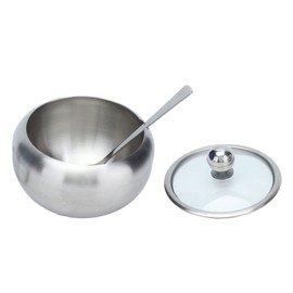 Azucarero pequeño, tapa transparente, cuchara incorporada brillante para condimentar, frascos de almacenamiento de condimentos, utensilios de cocina para azúcar, sal, pimienta, té, café
