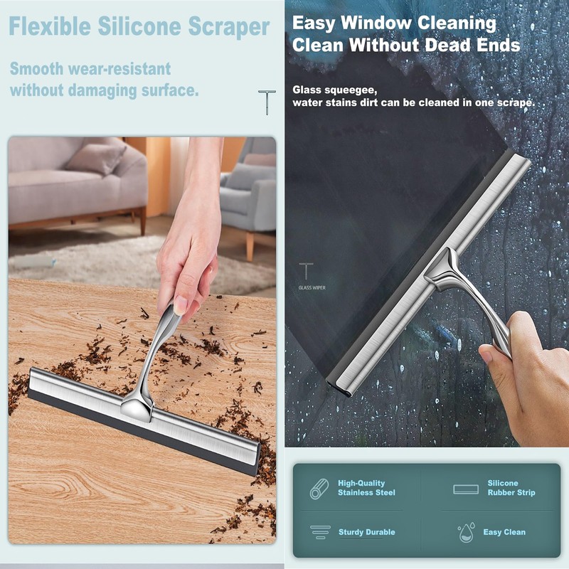 Gold Stainless Steel Shower Squeegee, Squeegee Shower with 1 Metal