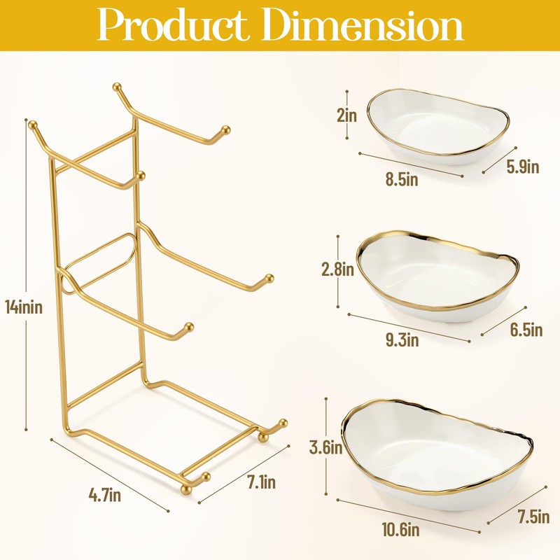 Honeydak 3 Tier Ceramic Fruit Bowl for Kitchen Counter Tiered